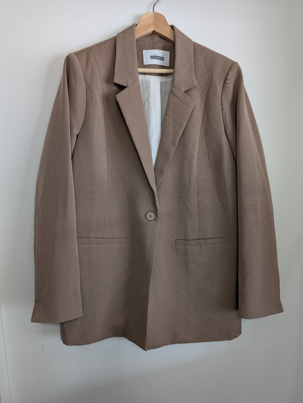 Minimum Tara 2.0 Blazer Medium Oversized Coat Tan Suit Jacket Neutral Minimalist